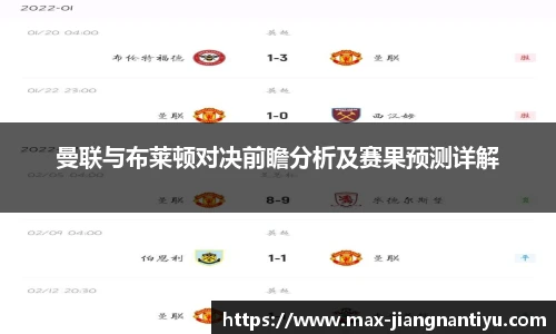 曼联与布莱顿对决前瞻分析及赛果预测详解